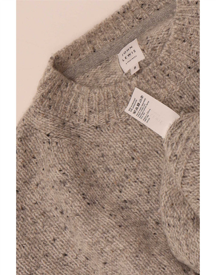 Suéter feminino John Lewis com gola redonda Reino Unido 8 pequeno cinza manchado