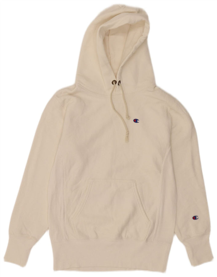 Jumper masculino Champion Reverse Weave com capuz pequeno algodão branco