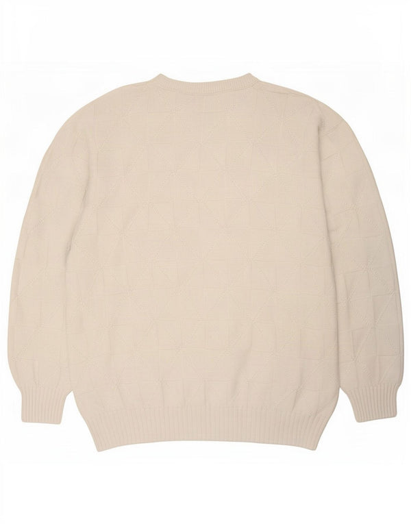 Suéter vintage masculino com gola redonda XL branco