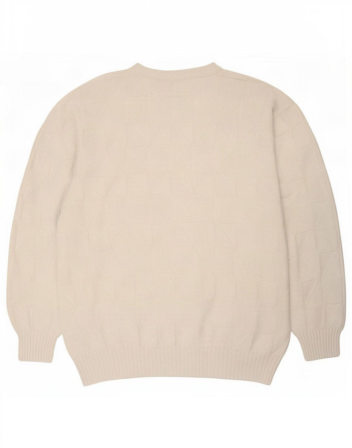 Suéter vintage masculino com gola redonda XL branco