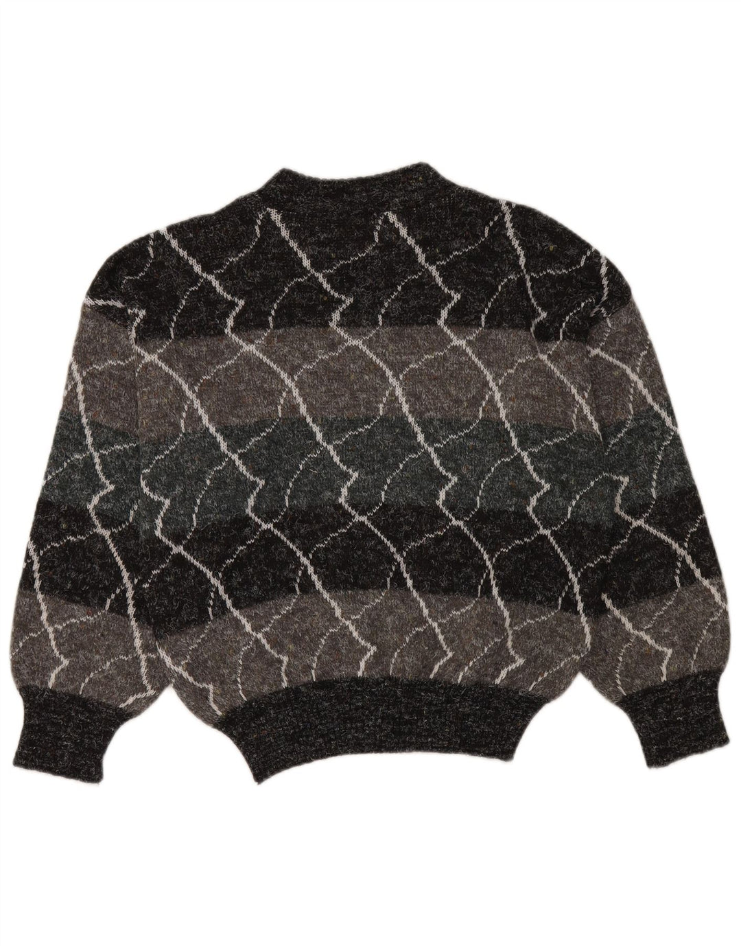 Suéter feminino vintage com gola tartaruga IT 48 XL cinza listrado poliacrílico