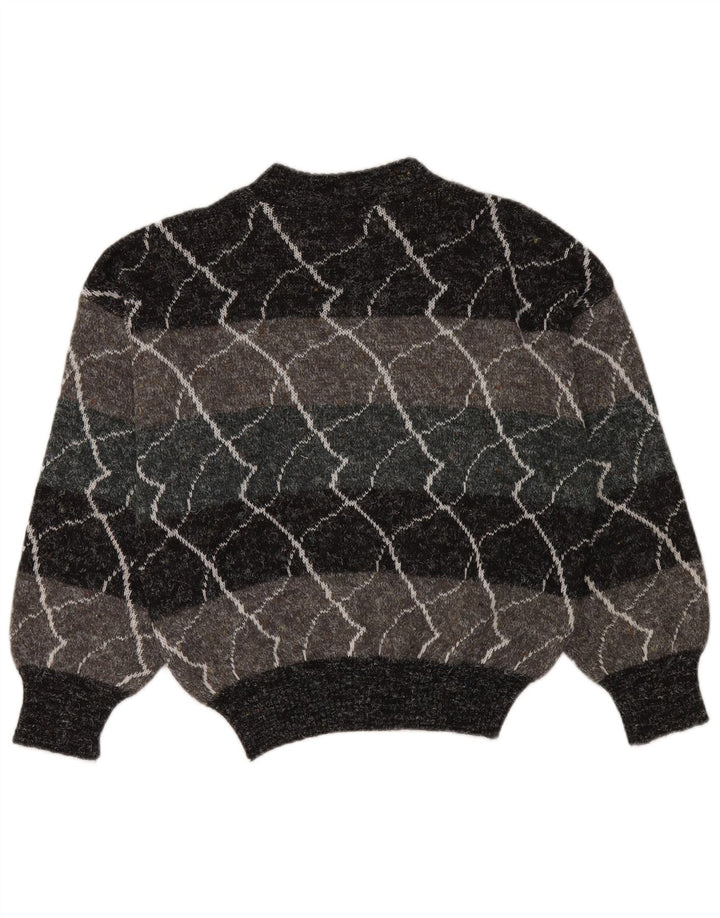 Suéter feminino vintage com gola tartaruga IT 48 XL cinza listrado poliacrílico
