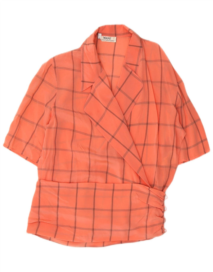 Blusa feminina MANI Top IT 42 acetato xadrez laranja médio