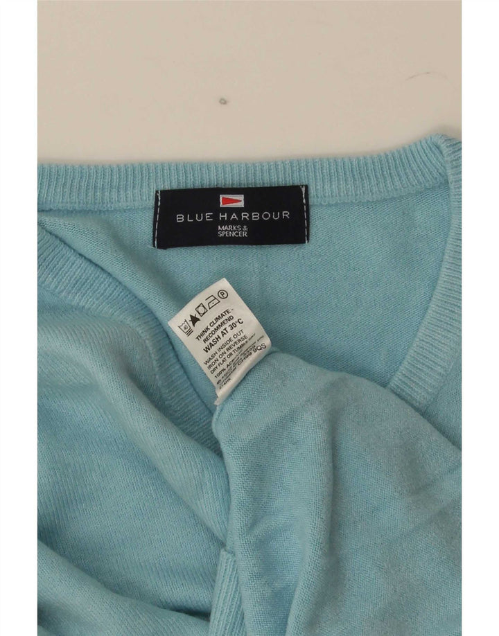 Suéter masculino Marks & Spencer Blue Harbor com decote em V grande acrílico