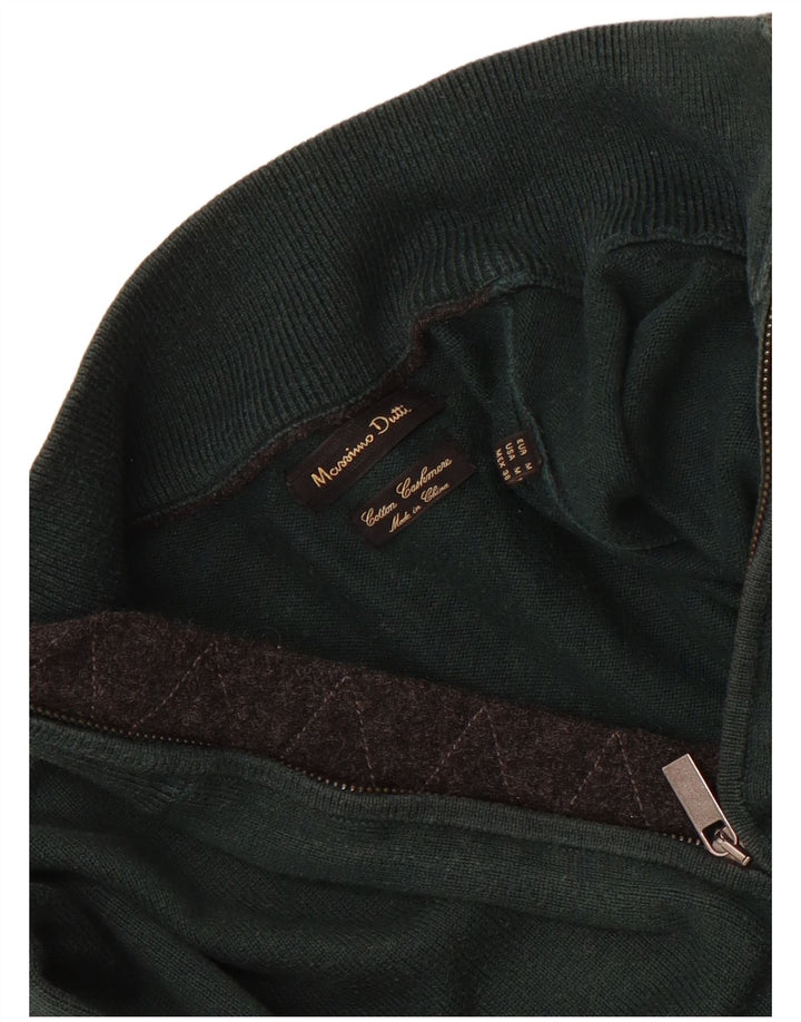 Suéter masculino Massimo Dutti com zíper e gola em algodão verde médio