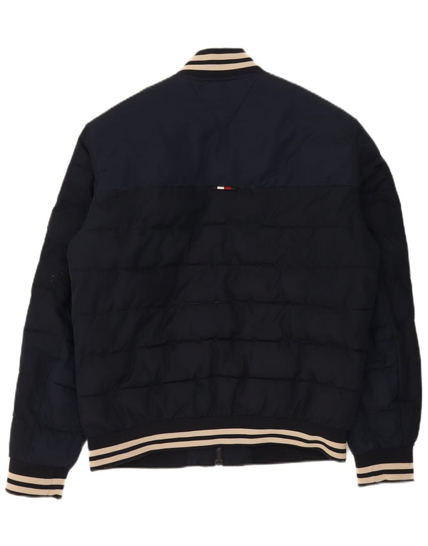 Jaqueta acolchoada masculina Tommy Hilfiger UK 38 poliéster azul marinho médio