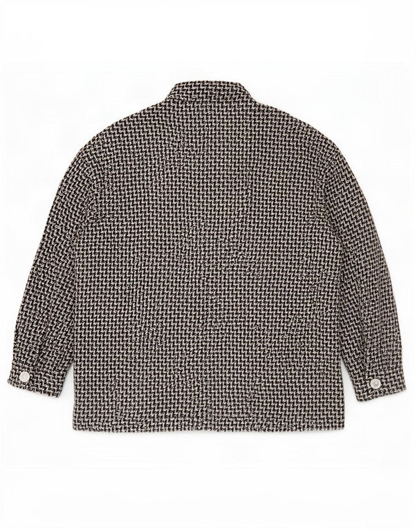 Zara Jaqueta Bomber Feminina Oversized Reino Unido 14 Médio Preto Houndstooth Algodão