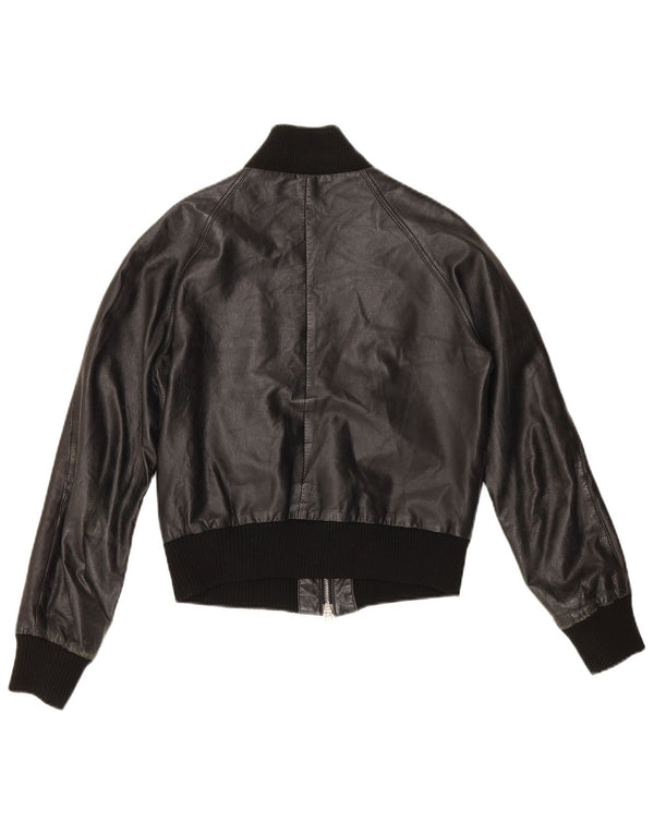 Sasch Jaqueta Feminina De Couro Crop UK 14 Médio Preto