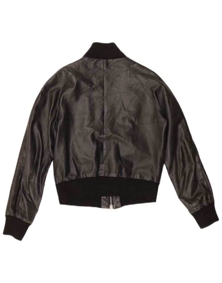 Sasch Jaqueta Feminina De Couro Crop UK 14 Médio Preto