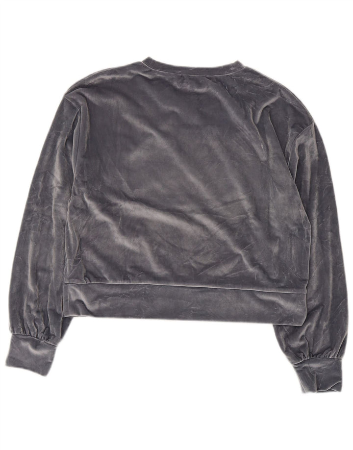 Moletom feminino Zara Crop Velour Oversized Jumper Reino Unido 10 Pequeno Cinza