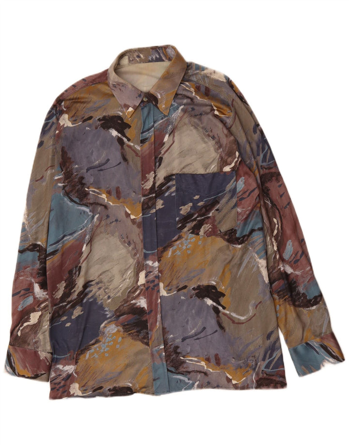 Camisa masculina VINTAGE com estampa abstrata média multicolorida