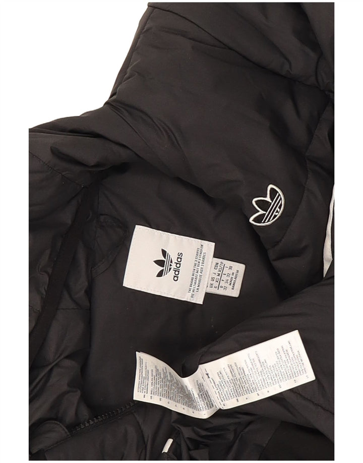 Casaco acolchoado com capuz feminino Adidas UK 6 XS preto poliéster