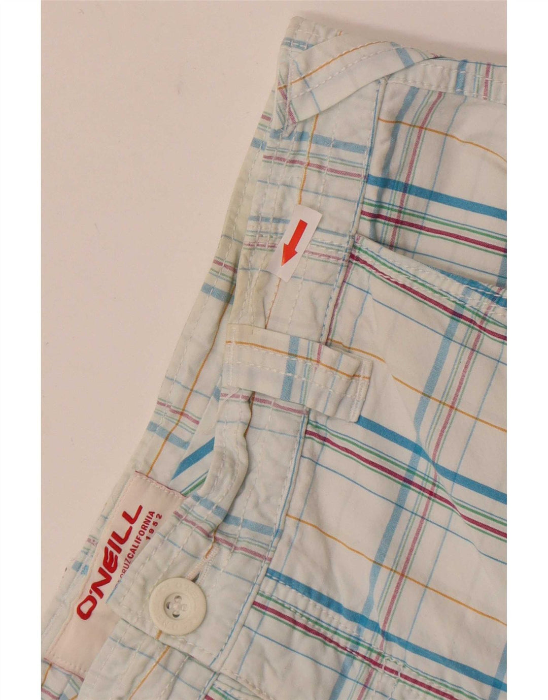 Shorts cargo masculino O'Neill W34 grande algodão xadrez azul