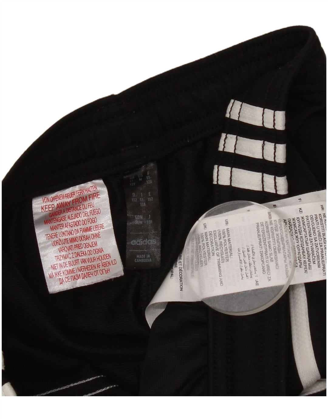 Calças de treino Adidas meninos 11-12 anos poliéster preto