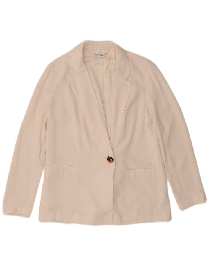 Jaqueta blazer feminina Topshop com 1 botão grande Reino Unido 8 pequena off white