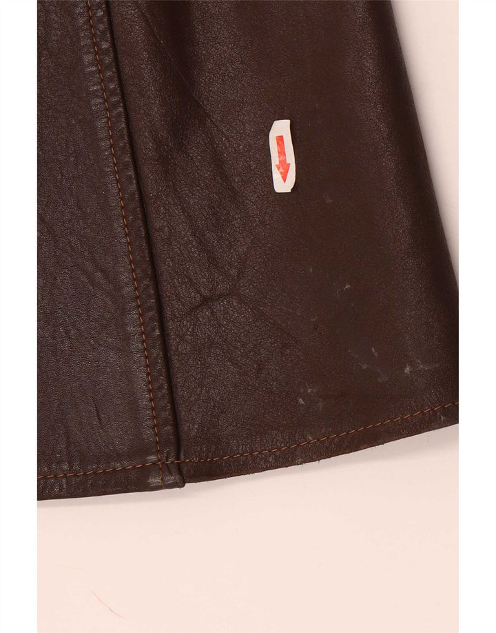 Casaco de couro feminino vintage UK 14 marrom médio