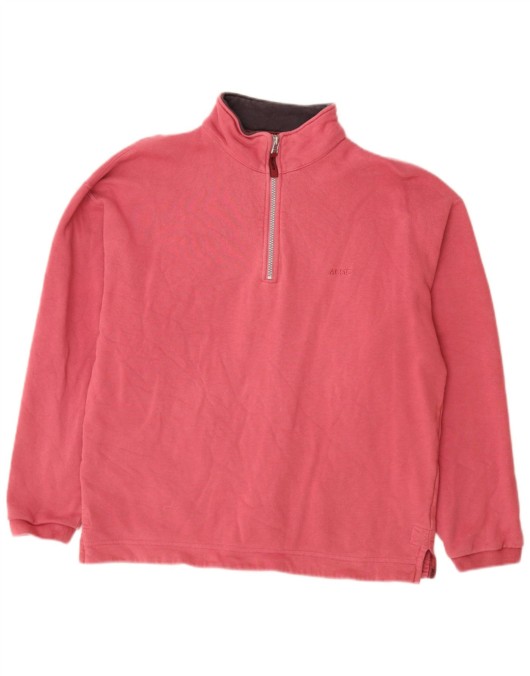 Musto moletom masculino com zíper e gola alta de algodão rosa pequeno