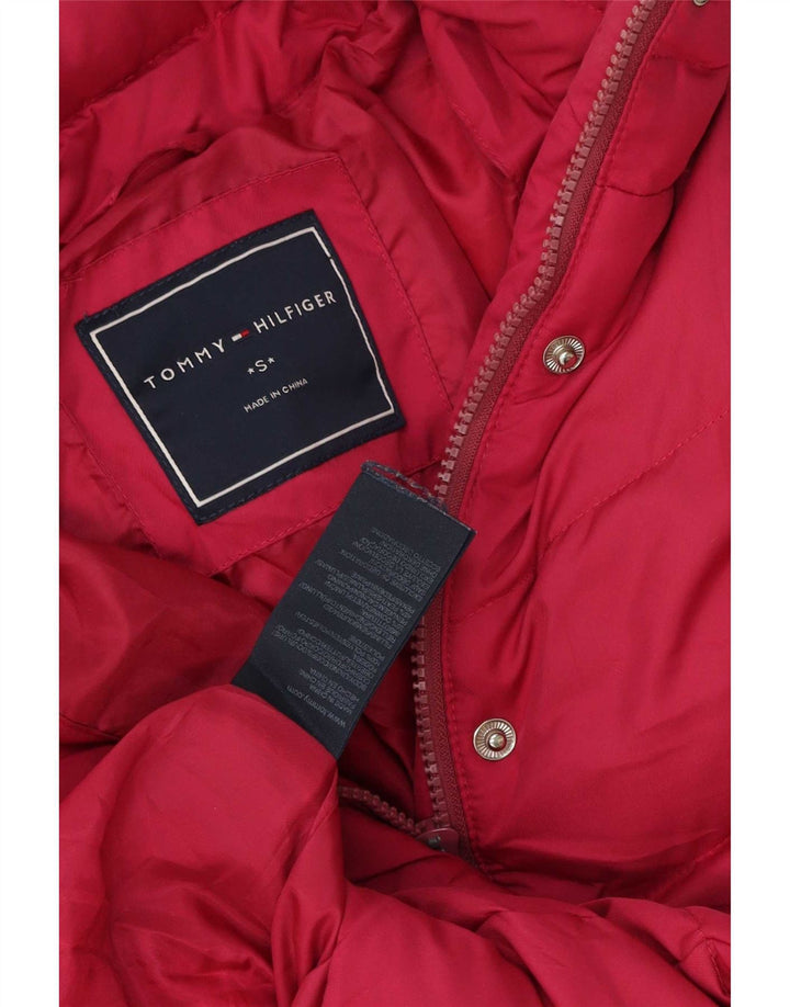 Jaqueta acolchoada com capuz feminina Tommy Hilfiger UK 10 poliéster rosa pequeno