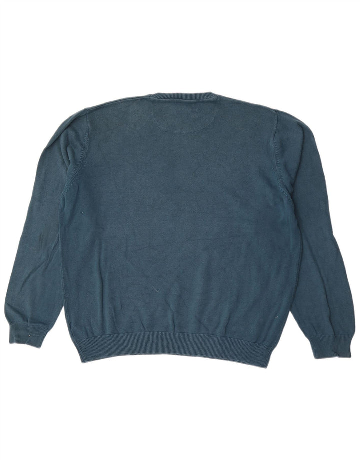 Suéter masculino Marks & Spencer com ajuste regular e gola redonda XL de algodão azul