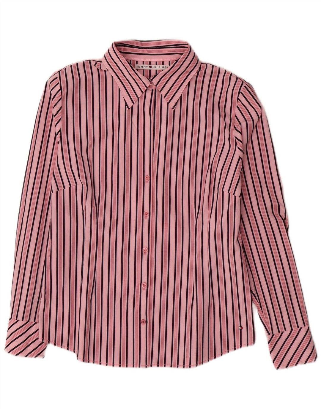 Camisa feminina TOMMY HILFIGER EUA 14 XL algodão listrado rosa