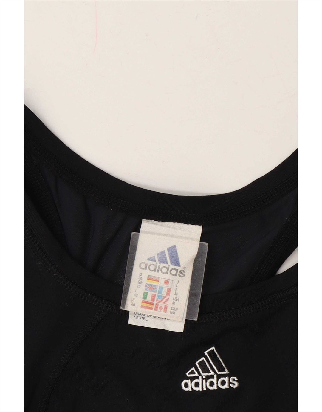 Adidas Womens Crop Vest Top UK 10 Pequeno Preto Poliamida