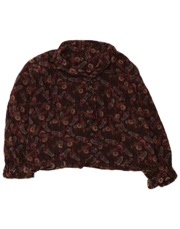 Blusa feminina vintage cropped UK 12 média paisley multicolorida