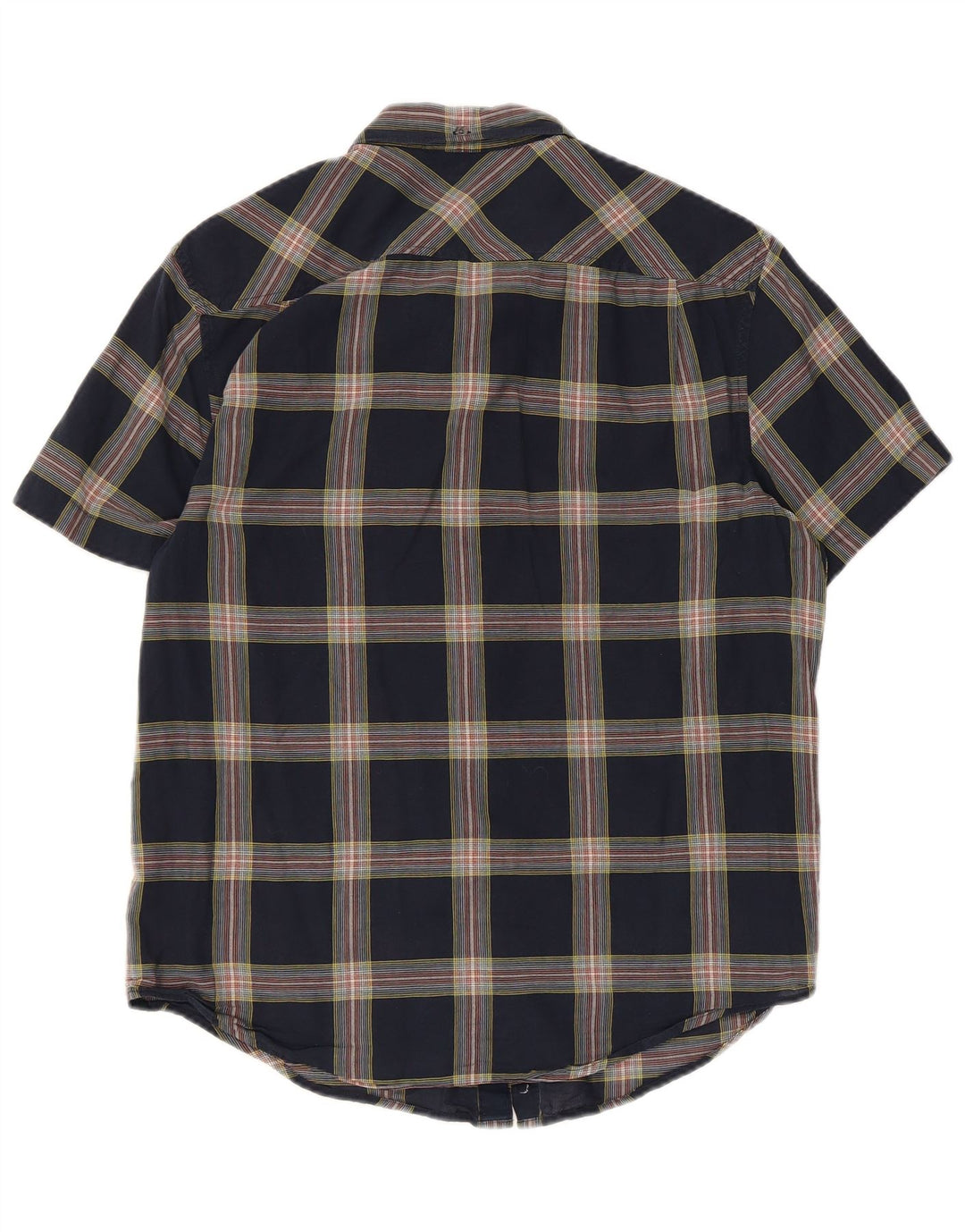 Camisa masculina Penguin Heritage Slim Fit manga curta xadrez azul marinho médio