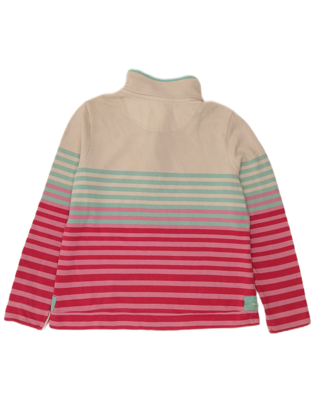 Suéter feminino Joules com gola redonda e botão UK 16 listrado branco grande