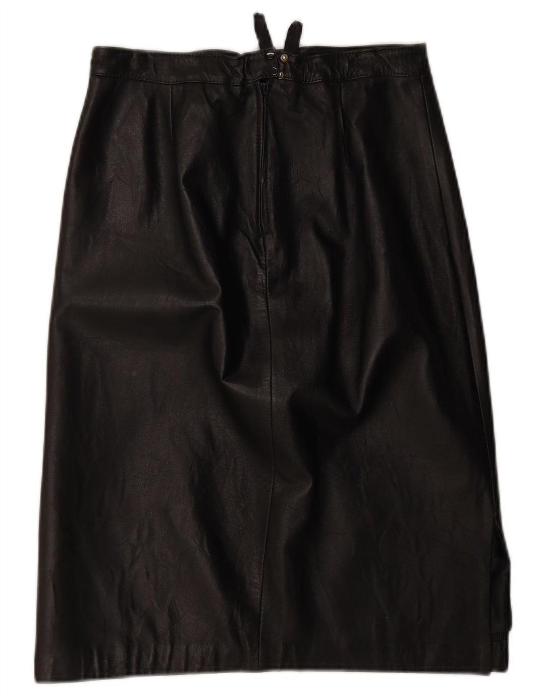 Saia de couro feminina vintage W28 média preta
