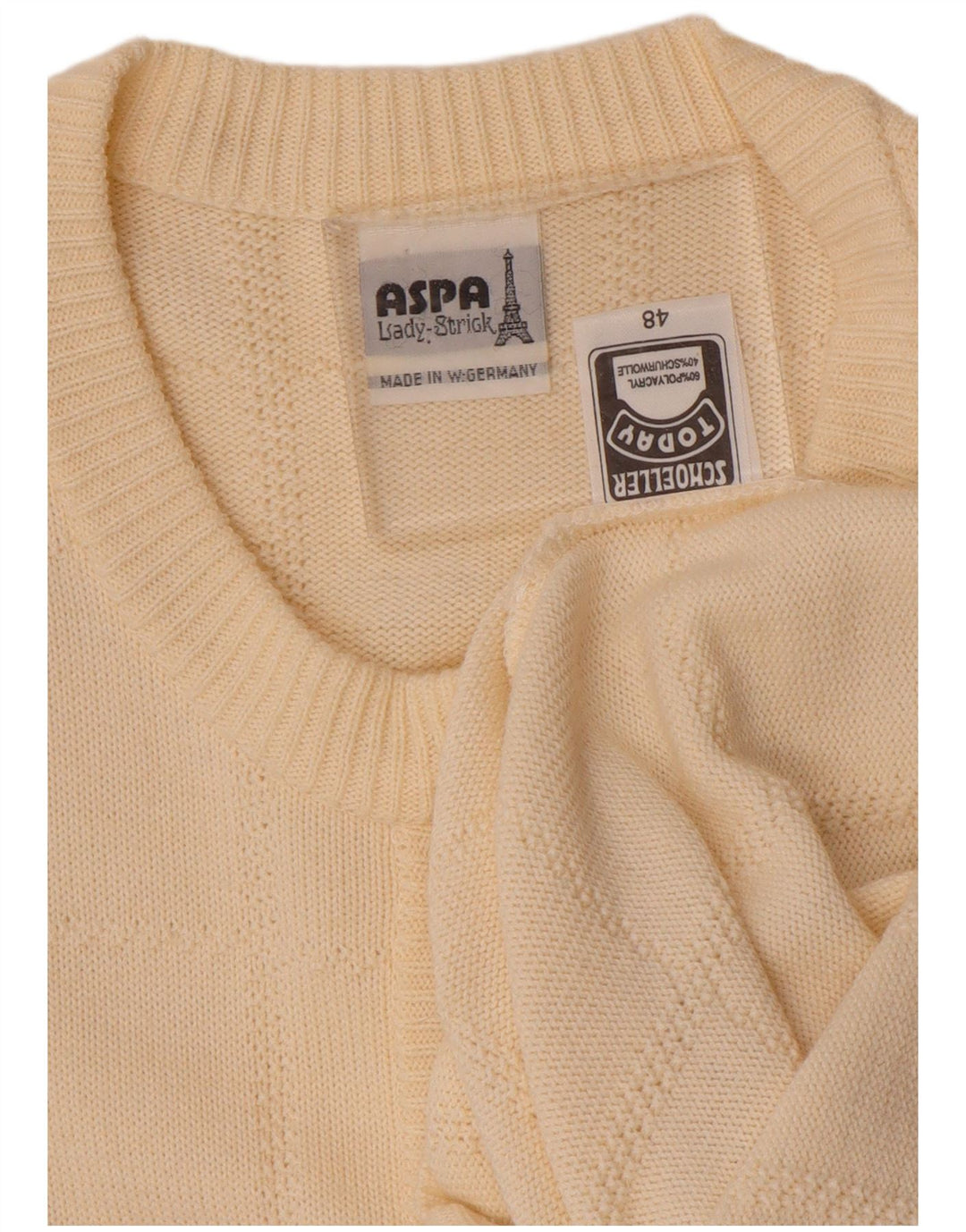 Suéter cardigã feminino Aspa EU 48 2XL bege poliacrílico