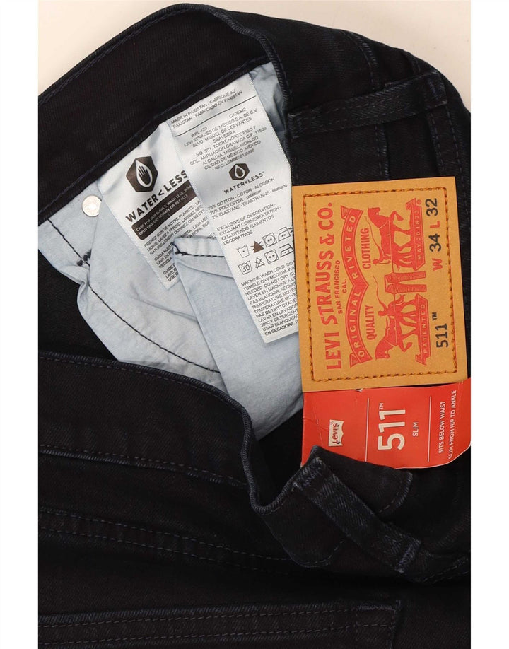 Calça jeans feminina Levi's 511 Slim W34 L28 azul marinho algodão