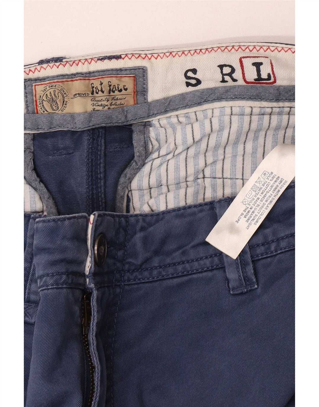 Calça Chino Regular Masculina Fat Face Grande W36 L33 Algodão Azul