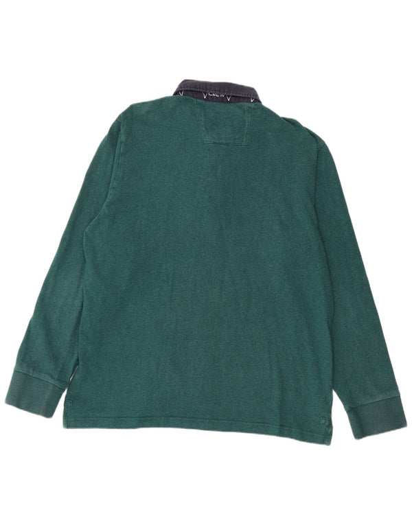 CREW CLOTHING Camisa polo masculina de manga comprida de rugby XL verde colorblock