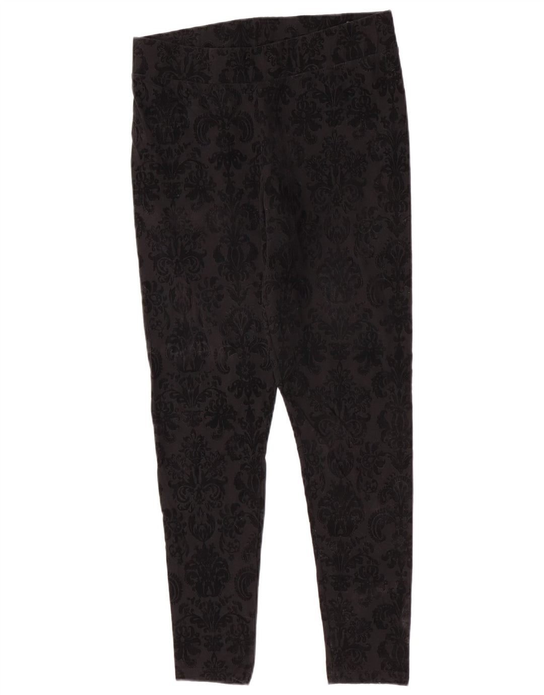 Leggings femininos Marks & Spencer Reino Unido 14 algodão paisley preto médio