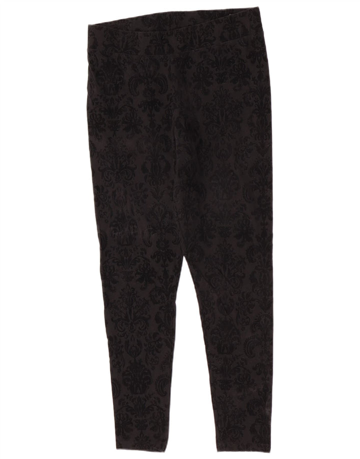 Leggings femininos Marks & Spencer Reino Unido 14 algodão paisley preto médio