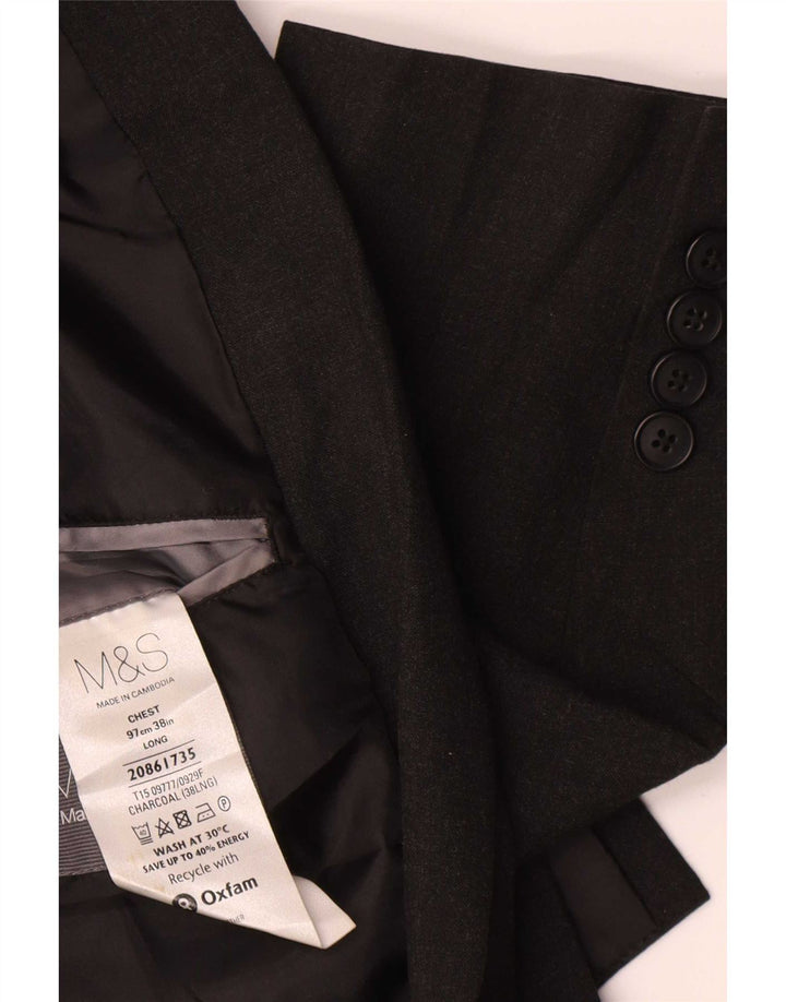 Jaqueta blazer masculina Marks & Spencer Longline 2 botões Reino Unido 38 cinza médio