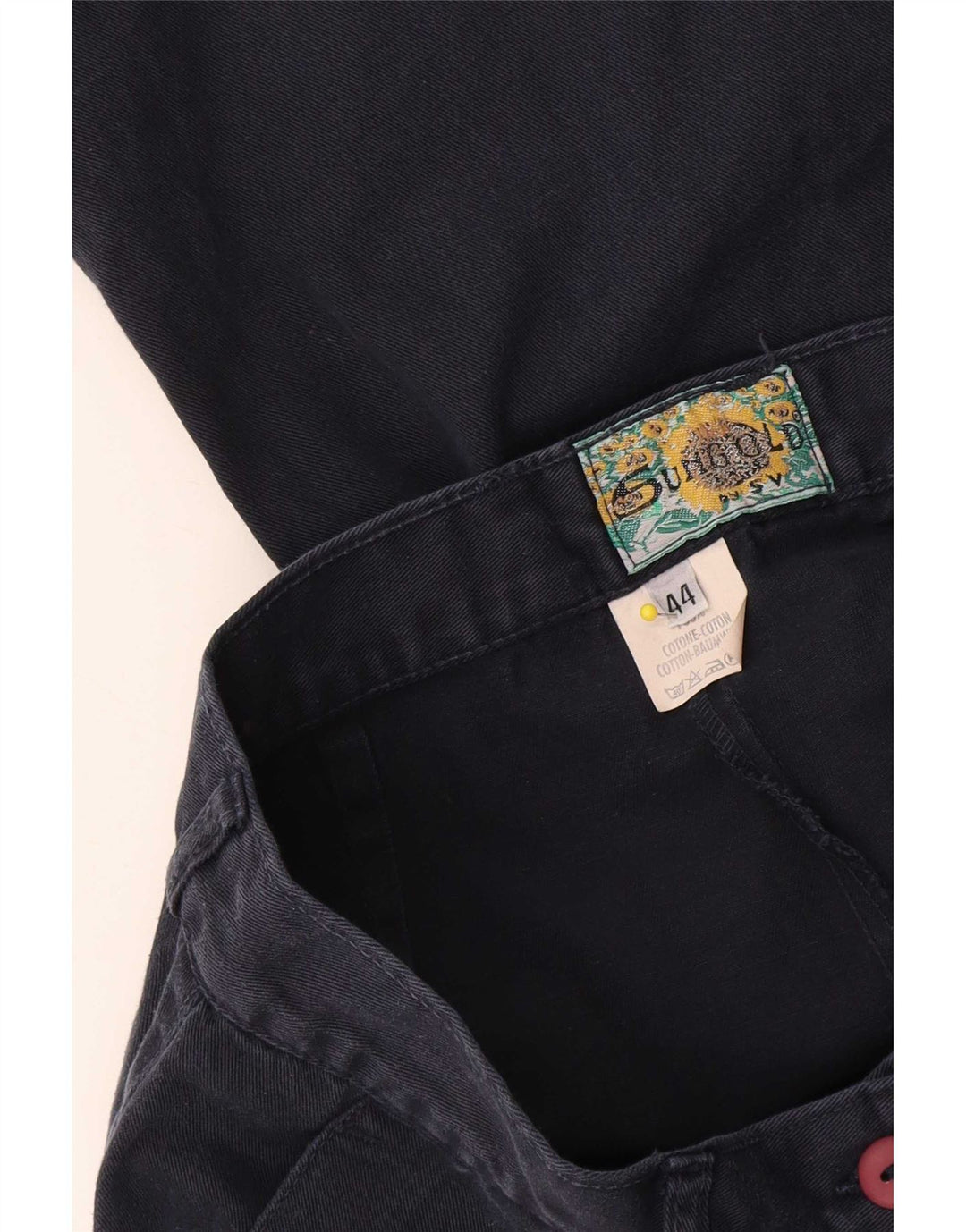 Bermuda cargo feminina vintage IT 44 médio W28 algodão azul marinho