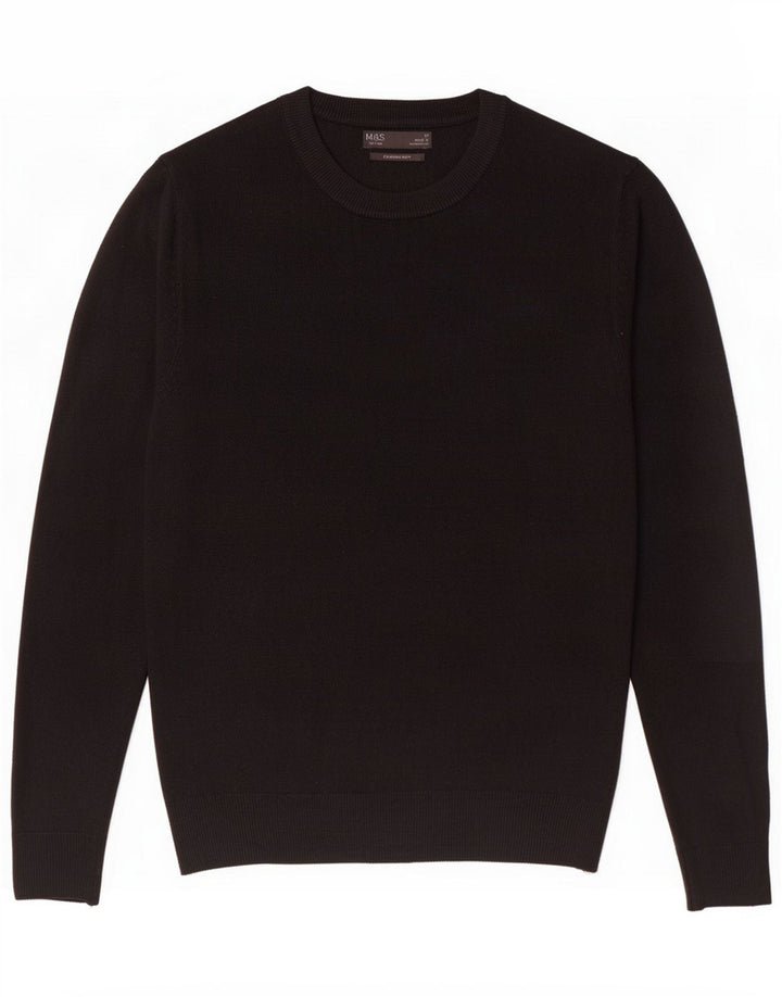 Suéter masculino Marks & Spencer com gola redonda, acrílico preto médio