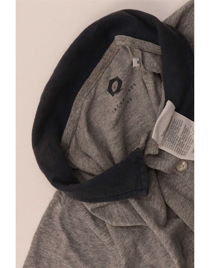 Camisa polo masculina Jack & Jones cinza médio algodão colorblock