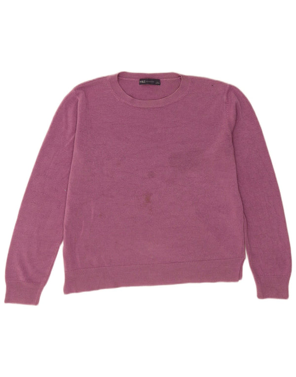 Suéter feminino Marks & Spencer com gola redonda, Reino Unido 14, grande, roxo, acrílico
