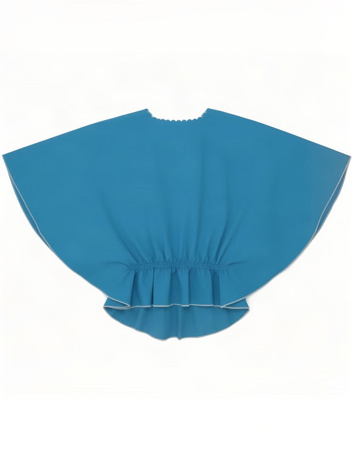 Top Batwing feminino vintage Reino Unido 12 floral azul médio