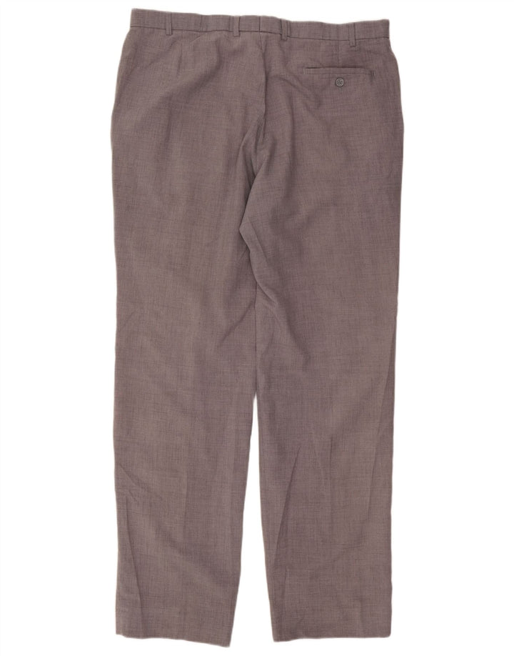 Calça masculina de terno reto Marks & Spencer W40 L35 poliéster cinza