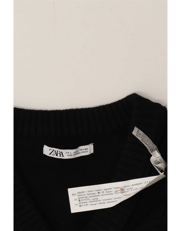 Suéter masculino Zara com decote em V grande algodão preto