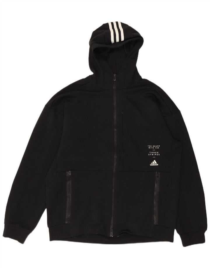 ADIDAS Mens Climalite Graphic Zip Hoodie Suéter Médio Preto Poliéster