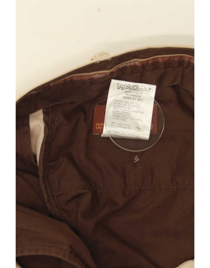 Calça masculina Marks & Spencer com pegged terno W40 L33 algodão bege
