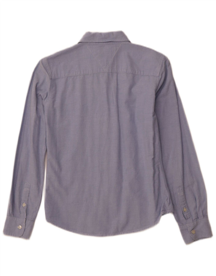 Camisa TOMMY HILFIGER feminina UK 10 pequeno algodão azul