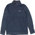 EDDIE BAUER Mens Button Neck Sweatshirt Jumper Large Navy Blue Flecked Vintage Eddie Bauer and Second-Hand Eddie Bauer from Messina Hembry 