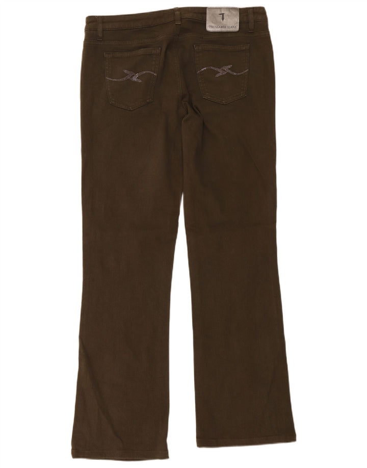 Jeans femininos Trussardi Bootcut W31 L31 algodão cáqui