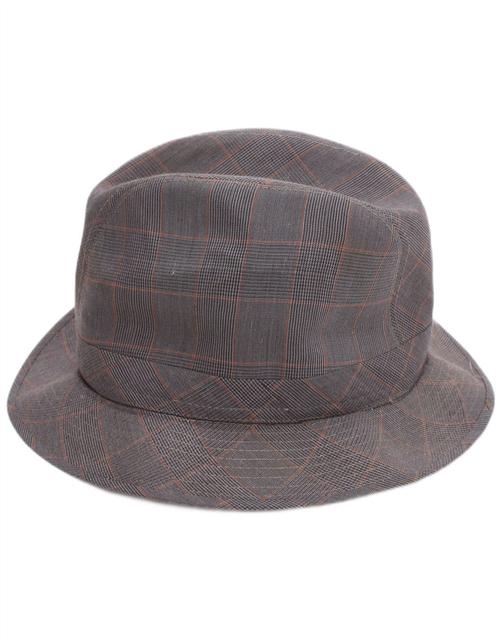 Chapéu Fedora masculino vintage grande xadrez cinza clássico