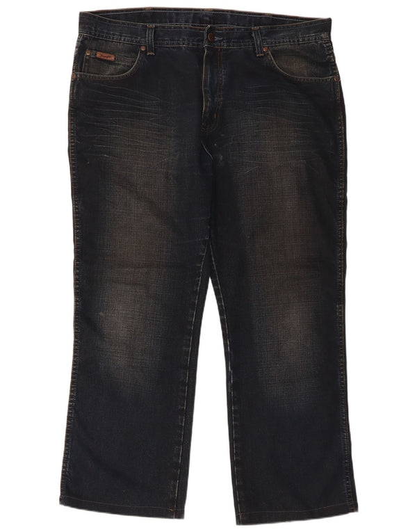 Wrangler Mens Roxboro Straight Jeans W38 L28 Azul Marinho Algodão